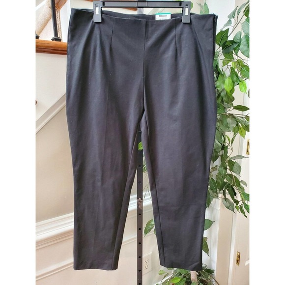 Time & Tru Womens Black Cotton Mid Rise Pull On Comfort Waist Dress Pant Size 16 - Picture 1 of 10